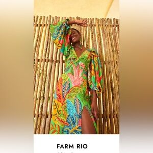 FARM Rio Forest Dream Front Slit Midi Dress NWT